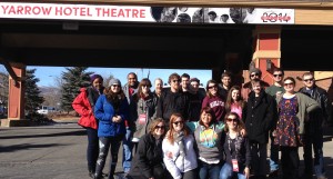 Class photo at the Yarrow Hotel Theatre, where WKU students lodged.